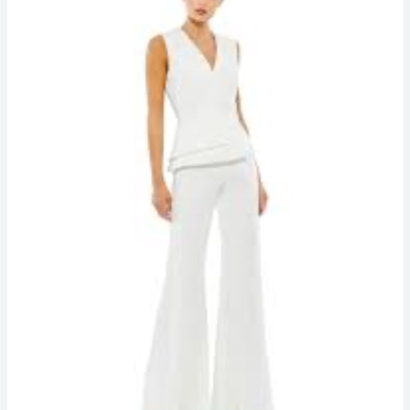 Mac Duggal Pants - Elegant Mac‎ Duggal White Women's Jumpsuit